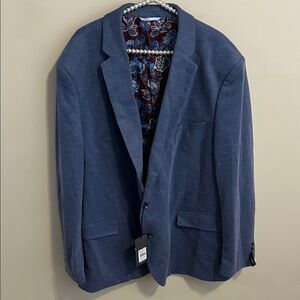 NEW Johnny Bigg Men's Blue Venice Textured Stretch Blazer Size 54